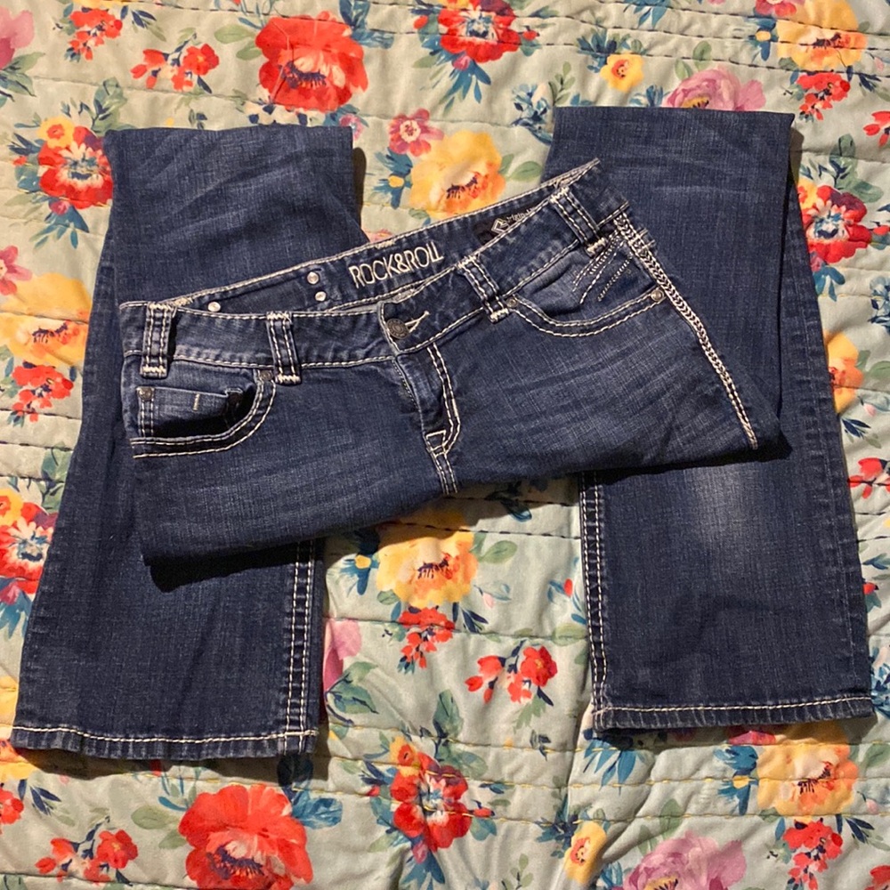 Women's Girl’s Rock & Roll Cowgirl Bootcut Denim Jeans | Size 28x34